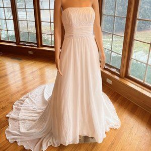 David's 9V9743 Ivory Chiffon Strapless Wedding Dress Size 16